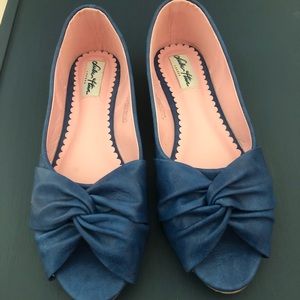 Blue Peep Toe Flats